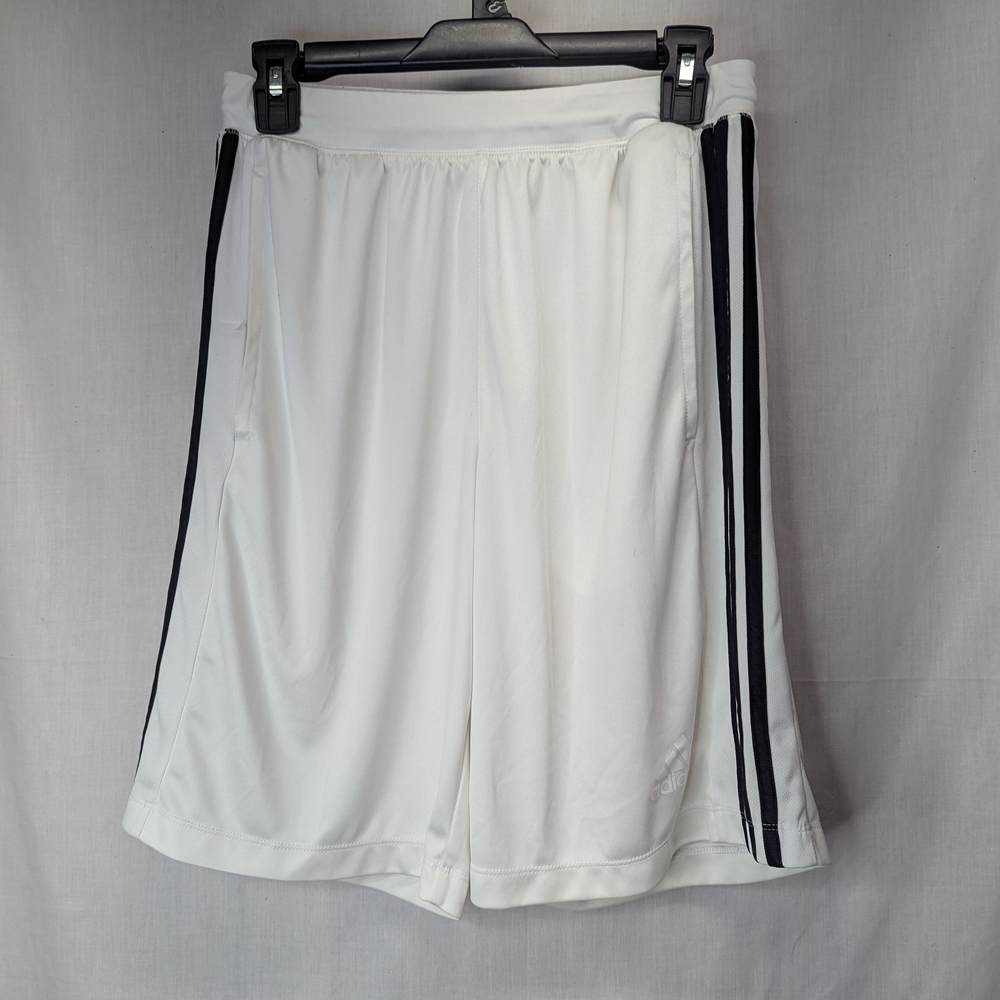 White Athletic Shorts with Black Stripes - Men's